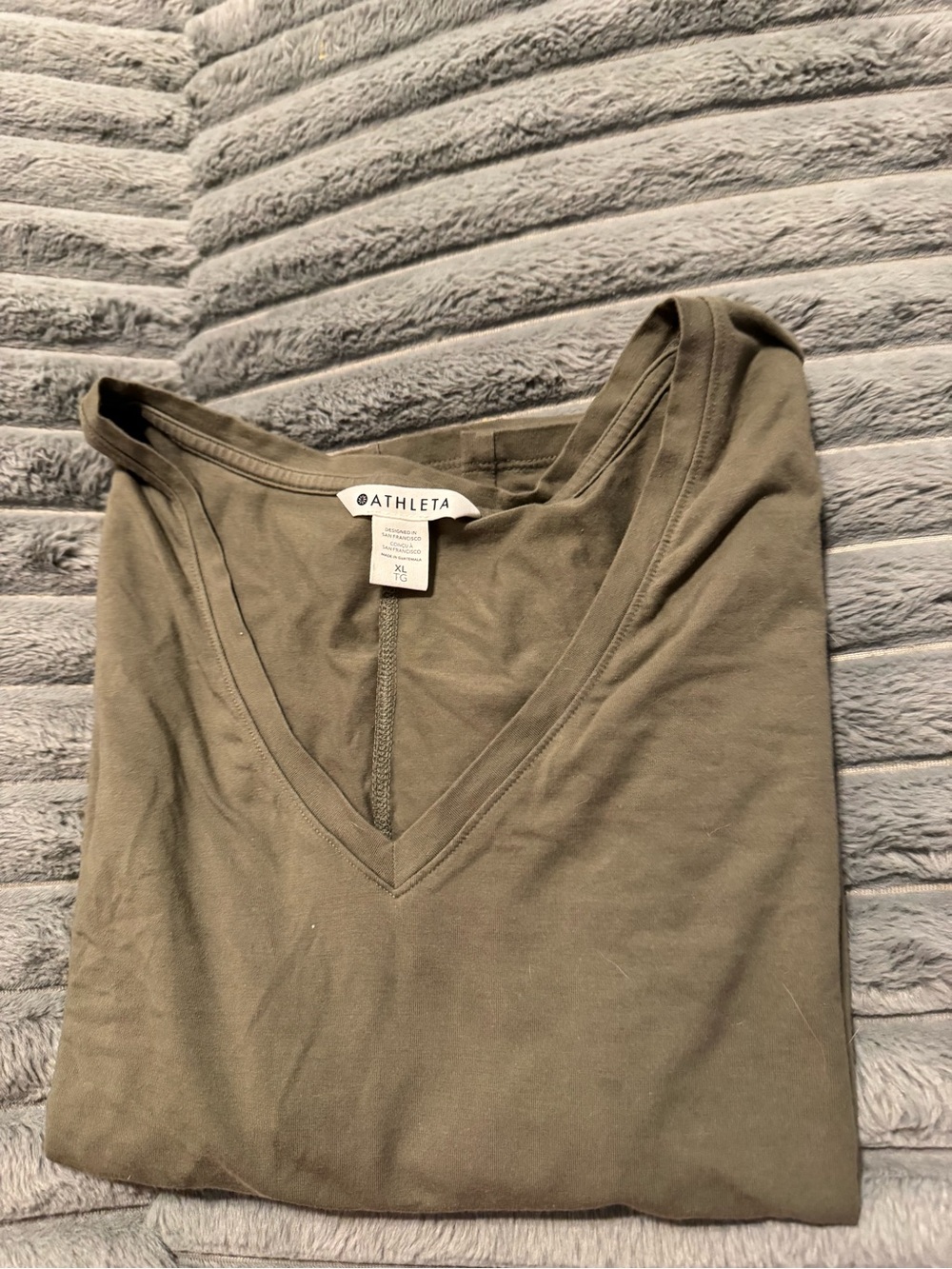 Athleta Olive V-Neck Tee